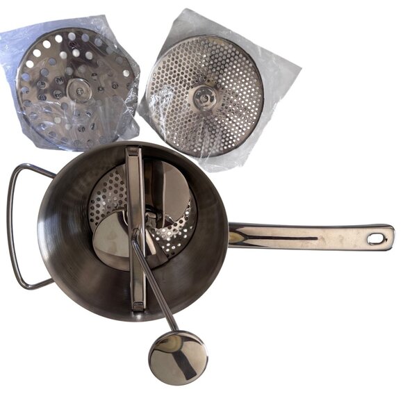 Stainless Steel Food Mill 3 Interchangeable Discs For Sauces Purees Baby Food - Picture 3 of 8